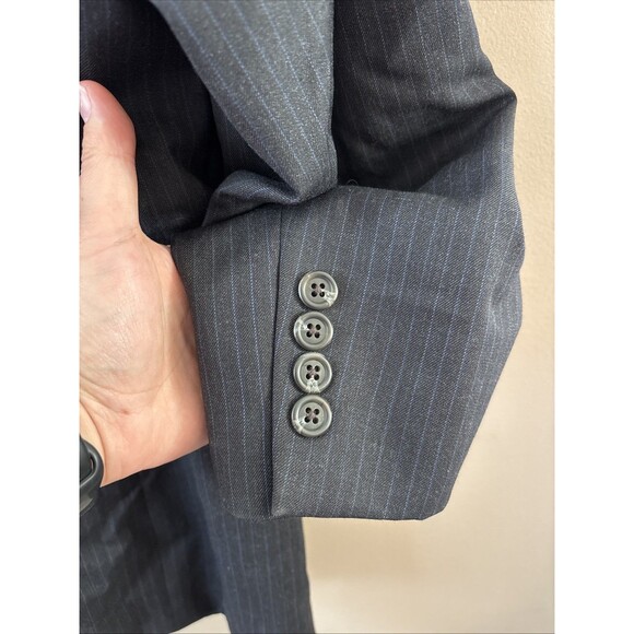 Lauren Ralph Lauren Men’s Black Wool Sports Jacket Blazer Blue Stripes 44R - Picture 11 of 12